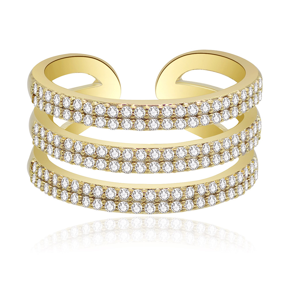 Gold Plating Stackable Three Bands Ring